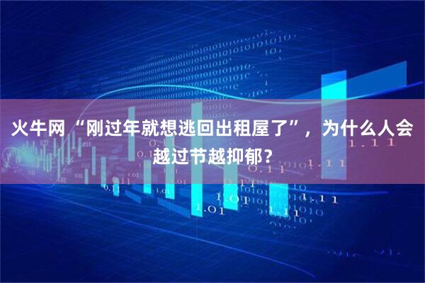 火牛网 “刚过年就想逃回出租屋了”，为什么人会越过节越抑郁？