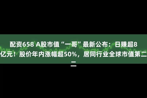 配资658 A股市值“一哥”最新公布：日赚超8亿元！股价年内涨幅超50%，居同行业全球市值第二